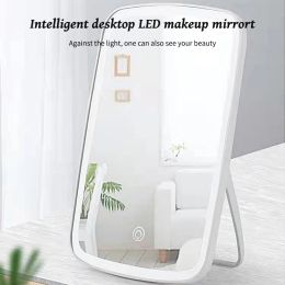 LED Makeup Mirror Lamp Touch Screen 3 Colors Dimmable Cosmetic Travel Mirror Light Portable Desk Vanity Mirrors USB Rechargeable