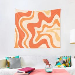 Tapestries Tangerine Liquid Swirl Retro Modern Abstract Pattern Tapestry Room Decor For Girls Japanese