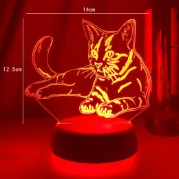 3D Acrylic Led Night Light Little Cat Figure Nightlight for Kid Child Bedroom Sleep Lights Gift for Home Decor Table Lamp