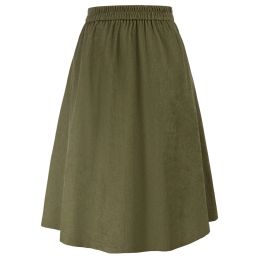 KK Women Corduroy spódnica elastyczna wysoka talia pod kolanem Flear A-line spódnica vintage biuro damskie odzież robocza żeńska midi spódnice a30