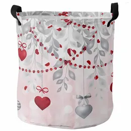 Laundry Bags Valentine'S Day Love Eucalyptus Tree Foldable Basket Kid Toy Storage Waterproof Room Dirty Clothing Organiser