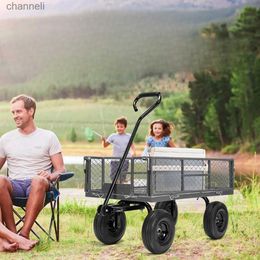 Camp Furniture Garden Carts Heavy Duty 880 Lbs Capacity Mesh Steel Garden Cart Folding Utility Waggon with Removable Sides Garden Carts YQ240330