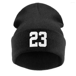 Berets Skullies Winter Knitting Hats For Men Beanie Cap 23 Number Slouchy Punk Personality Hip-hop Caps Gorras Hombre Hat