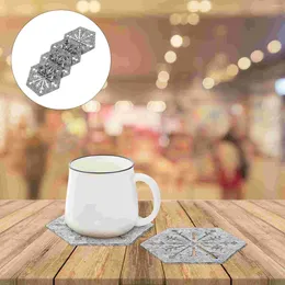 Pillow 4 Pcs Grey Coasters Placemats For Xmas Hexagon Christmas Supplies Cloth Snowflake Table Dinner Cup Home Anti-skid