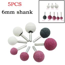 5PCS 6mm Shank Diamond Round Ball Burr Drill Bit Set Ceramic Grinding Head For Metal Carving Engraving Drilling Grinding Bit