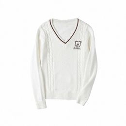 japanese Campus Pullover Lovers Sweater Man Women Lg Sleeve Girls Clothes British Style Sweaters Jk School Uniform Embroidered N60F#