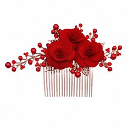 red Big Fr Bridal Hair Combs Wedding Bride Hairpin Hair Clips for Women Hair Sides For Weddings Jewellery Bridesmaid Gift 70Hm#