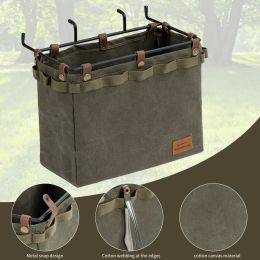 Tools Camping Table Side Storage Bag Multifunctional Folding Canvas Bag with Hook Outdoor Picnic Desk Cookware Hanging Large Capacity