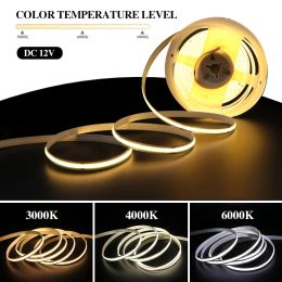 5V 12V 24V COB LED Strip Light 5m 480 528 320 Leds High Density Linear Lighting Flexible Tape Warm Natural White Home Decoration