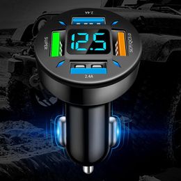 4 Usb Car Charger Qc3.0 Fast Charging Cigarette Lighter Display Battery Monitors The In Real Adapter Car Voltage Led D4k7