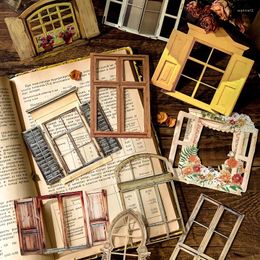 Gift Wrap 10pcs Vintage Hollow Window Collage Cards Stickers Pack DIY Diary Junk Journal Decoration Label Sticker Scrapbooking