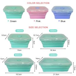 4 Sizes Collapsible Silicone Food Container Portable Bento Lunch Box Microware Home Kitchen Outdoor Food Storage Containers Box