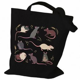 rat Shoulder Bags Women Carto Animal Rat Collapsible Tote Bags Vintage Rat Fi Shop Bags 2023 Casual Women's Handbags a5iO#