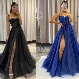 Runway Dresses Sparkling sheer pleated ball dress long ball dress spaghetti shoulder strap lace sticker 3D floral stitching bride dress cocktail party T240518