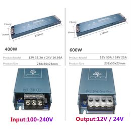 AC/DC 12V 24V Transformer 100W 150W 200W 300W 400W 600W LED Driver Power Supply Super Thin A/D Converter For LED Strip Light