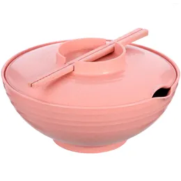 Bowls Instant Noodle Bowl Chopsticks Exquisite Ramen Container Household Soup Noodles Wheat Fibre Kitchen Lidded