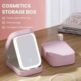 Storage Boxes Capacity Box Dressing Table Portable Led Mirror Cosmetic With Multi For Jewellery Small