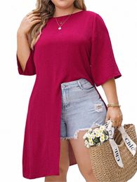 plus Size Spring Summer New Pullover Tops Women Irregular Fi Loose Pleated Ladies Blouses Casual Woman T-Shirts Tops W4Oc#