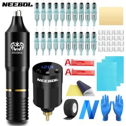 23254Pcs Neebol Wireless Tattoo Kit Complete Secant Fog Machine with 1300mAh LED Cordless Power Supply 240322