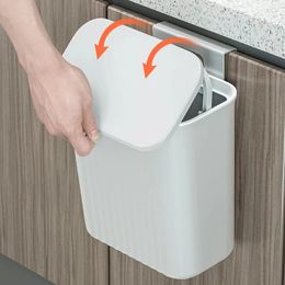 Waste Bin Hanging Trash Can with Lid Large Capacity Kitchen Recycling Garbage Basket Cabinet Door Bathroom Wall Mounted Dustbin