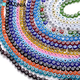 6 8 10mm Colourful Evil Eyes Glass Beads Flat Round Spacer Beads For Jewellery Making Diy Bracelet Necklace Findings Accessories