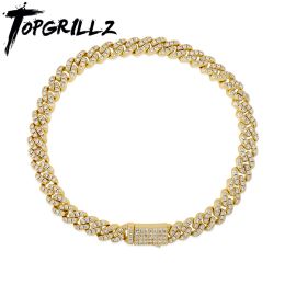 Bracelets TOPGRILLZ Womens Bracelet 6mm Cuban Chain Bracelet Bling Iced Out CZ With Spring Clasp Hip Hop Personalised Jewelry For Gift