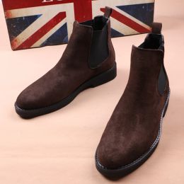 Boots Korean style men boots cowboy casual shoes cow suede leather chelsea boot spring autumn platform ankle botas hombre chaussures