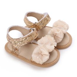 صيف زهرة لطيف أحذية الأطفال حديثي الولادة أحذية القماش غير المنقولة لأحذية أسفل الفتيات الأنيقة الفراغية المشي في أول أحذية المشي