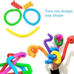 Fidget Toys Creative Magical Toy Colourful Circle Funny Toys Folding Plastic Pop Tube Coil Teaching Educational Folding Toys