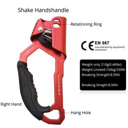 Hand Ascender Portable Mountaineering Rock Climbing Rope Clamp Hand Ascender Rappelling Gear Easy to Use for Outdoor Rope Tools