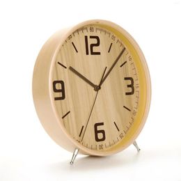 Table Clocks Solid Wood Living Room Decoration Wall Clock Desktop Creative Art Quartz Desk