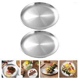 Decorative Figurines 2 Pcs Fruit Stainless Steel Plate Child Food Tray Cupcake Containers Roast Meat