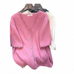 plus Size 170KG Women's Bust 170 Summer Loose Small Fragrance Top Short Sleeve T-shirt Cardigan Large 6XL 7XL 8XL 9XL 10XL 11XL D6fX#