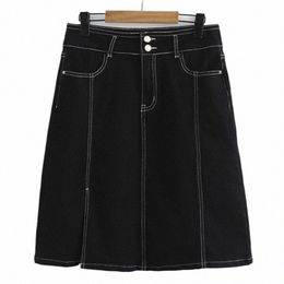 plus Size Women Skirts 2023 Summer Fi Slim Bright Line Stretch Denim Bottoms Oversized Curve Clothes T54-23090 m3W2#