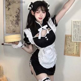 Sexy Set Retro Cheongsam Anime Maid Halloween Cosplay Costume Japanese Gothic Lolita Lovely Party Dress Love Game Roleplay Outfit Y240329