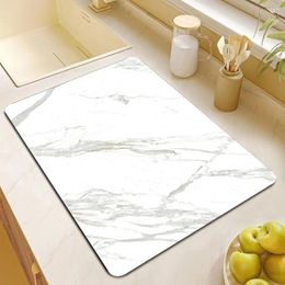 Table Mats 1 Pcs Non-Slip Dish Drying Mat Quick White Stone Super Absorbent Technology Cloth Fast Kitchen