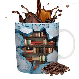 Mugs 3D Bookshelf Coffee Mug Ceramic And Tea Cup Elegant Drink With Novelty Design For Readers Women Men