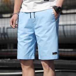 Treesolo Summer Shorts Men's Casual White Shorts Solid Colour Elastic Waist Bermudas Male 2024 Trends Men's Trousers Pure Cotton