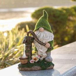 Garden Decorations American Solar Light Santa Claus Resin Adornments Christmas Gifts Outdoor Sculpture Crafts Balcony Terrace Accessories