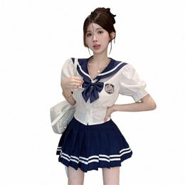 2024 chinese school uniform student jk suit pleated skirt tie full set girl plaid skirt uniform girl navy sailor uniform k0nP#