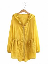 plus Size Women's Clothing Lg Sleeve Jacket Hooded Drawstring Waist Zipper Thin Cardigan Large Size Sun Protecti Clothing L6t7#