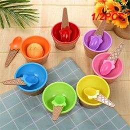 Spoons 1/2PCS Ice Cream Bowl Spoon Cute Tasting Scoop Accessories Dessert Tableware Great For Party