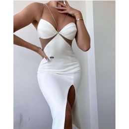 White Bandage Tight Fitting Hip Wrap Short Skirt Sexy Suspender Nightclub Evening Dress 577422