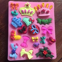 Baking Moulds Crown Princess Bow Silicone Mold Lace Mat Fondant Mould Cake Decorating Tool Chocolate Gumpaste Sugarcraft Kitchen Accessories