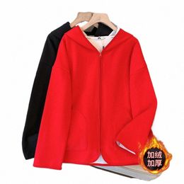 plus Size 9xl Women's Autumn Winter Fleece Hooded Cardigan Sweatshirts Bust 160cm 5XL 6XL 7XL 8XL Casual Loose Hoodies red 160KG o0uA#