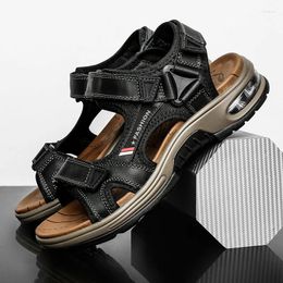 Sandals 2024 Outdoor Leisure Open-toed Leather Beach Air Cushion Light Cross-border Large-size Wading Upstream Shoes