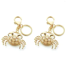 Keychains 2Pcs Animal Keyrings Crab Pendant Metal Keychain Charm Keyring Holder For Car School Bag Key Decoration