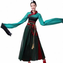 chinese Classical Dance Clothing Women Water Sleeve Green Dance Performance Costume Stage Outfit Woman U9j4#