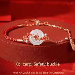 Charm Bracelets Festive Double Koi Bracelet Year Of Your Life Safe Buckle Red Rope Birthday Gift For Girlfriend Female Accessories