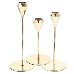 Candle Holders 3 Pcs Wedding Holder Decor Metal Candlestick Taper Home Pillar Festival